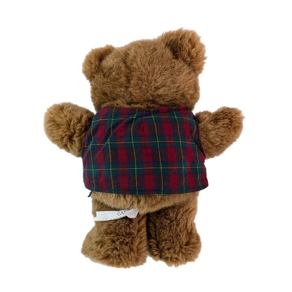 Ganz Alfie Brown Teddy Bear Plush 11" Plaid Christmas Vest Vtg 1995 #H2024 - Picture 5 of 7